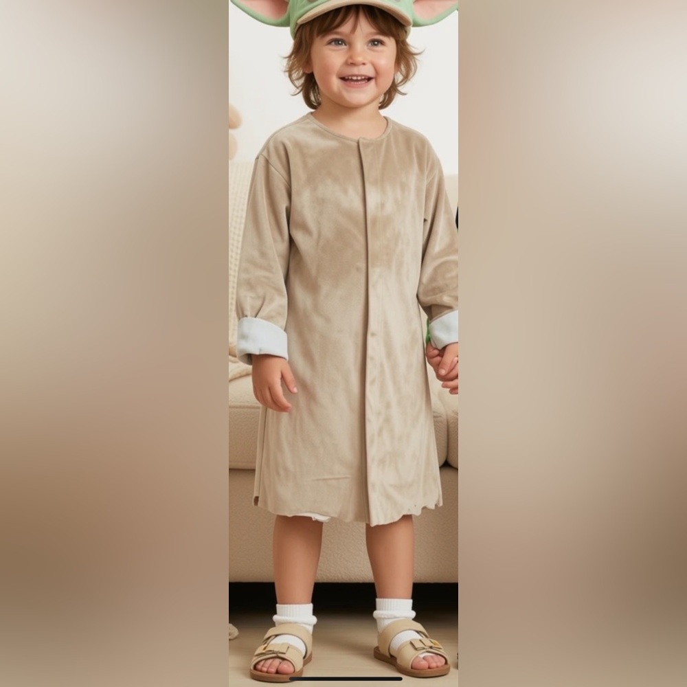 Toddler Halloween Outfit 3T-4T Star Wars Yoda/ Grogu Jedi Robe & Pajama Bottoms